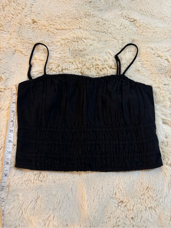 Abercrombie & Fitch Tops - Abercrombie & Fitch Black Linen Smocked Cropped Cami